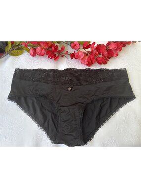 VICTORIA'S SECRET L BODY BY VICTORIA BLACK SILKY HIPSTER HIPHUGER PANTIES NWT